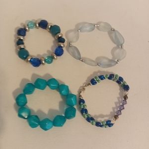 Blue beaded women's bracelet lot of 4